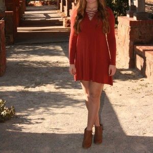 Long sleeve burnt orange dress